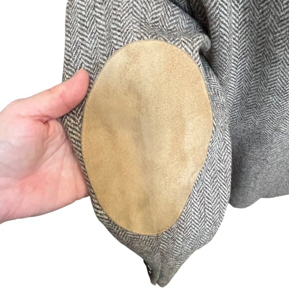 Stafford Mens 46R Herringbone Wool Blazer‎ Jacket With Elbow Patches Brown - Picture 4 of 8